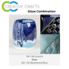 Azurite SW-186 over Weathered Blue SW-136 Stoneware Combination